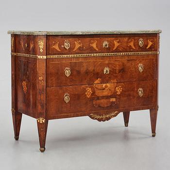 A marquetry and gilt-brass mounted commode attributed to C. Lindborg (master 1781-1808).