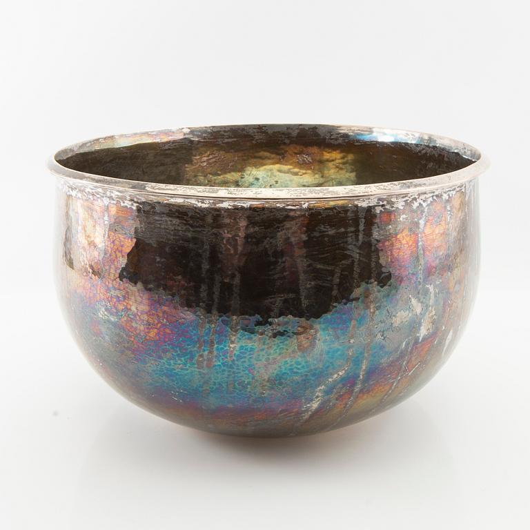 Jan-Eve Stengård, fire bowl with ladle sterling silver Visby 1979.