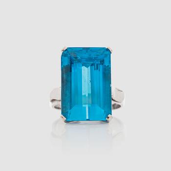 A circa 40.00 cts blue topaz ring.