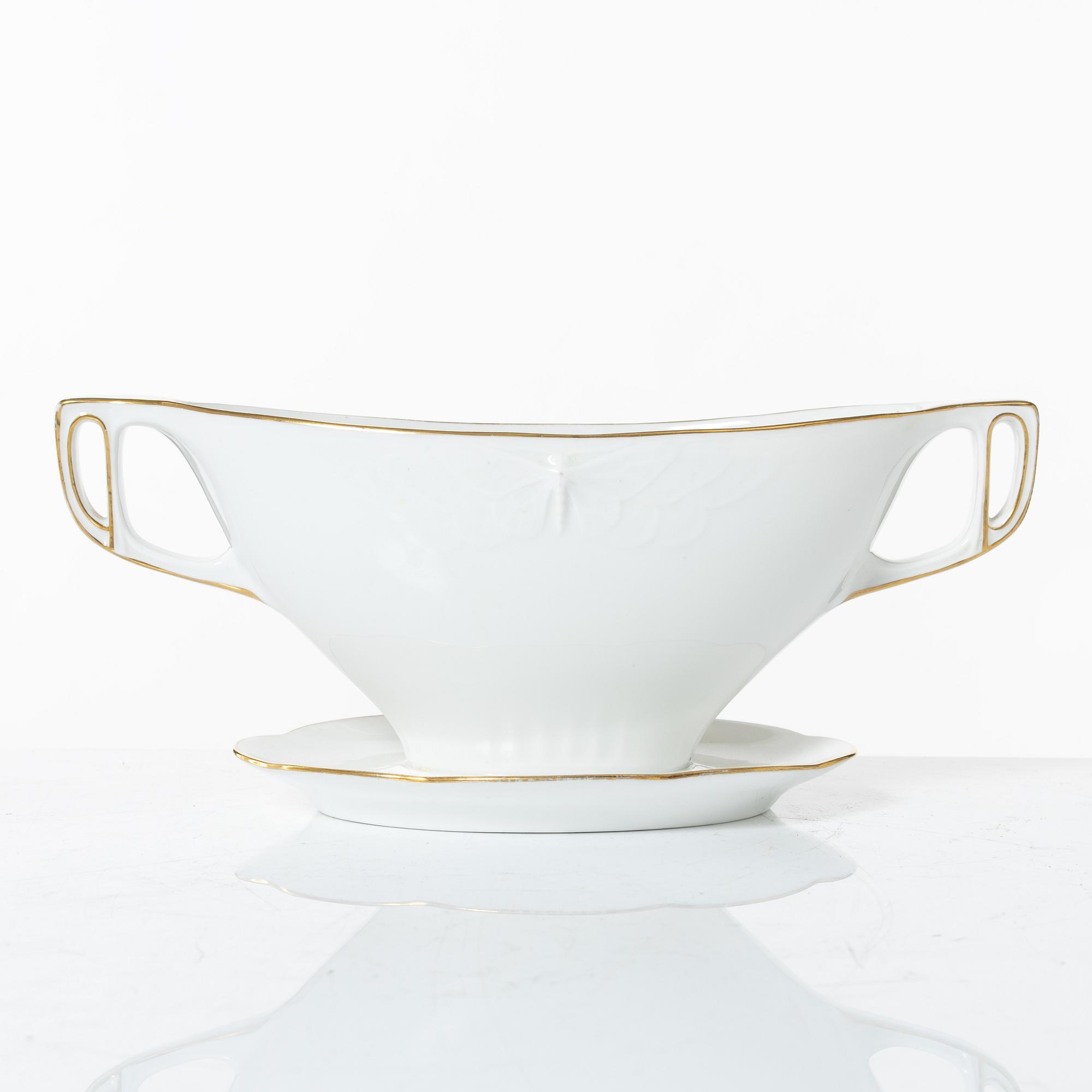 Alf Wallander, a 69 pieces dinner service, porcelain, "Fjäril", Rörstrand, early 20th century.