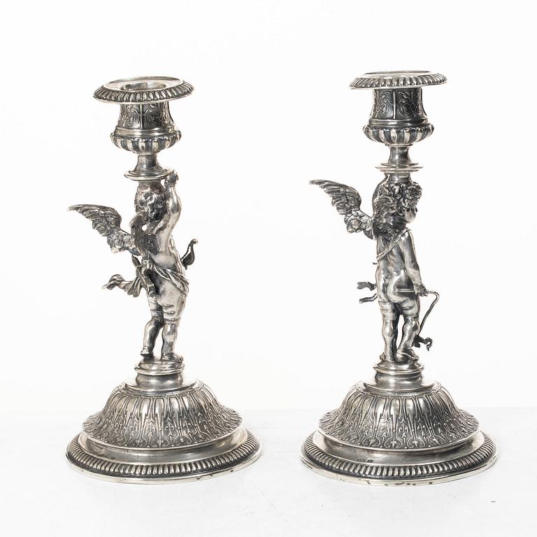 Candelsticks, a pair, silver, 1880s.