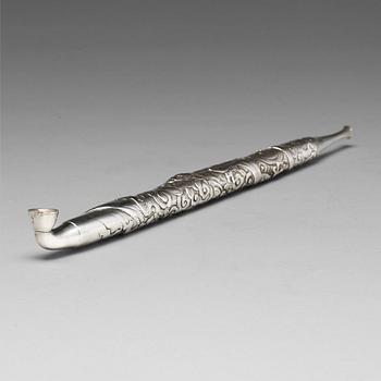 740. A Japanese silver opium pipe, Meiji period (1868-1912).