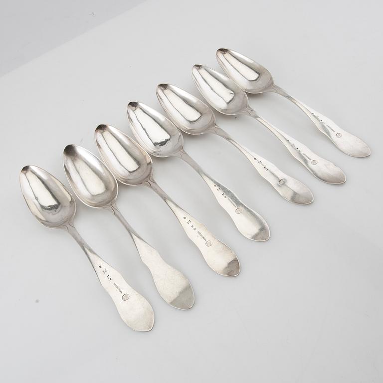 Gustaf Georg Rehnberg spoons 6+1 pcs silver Norrköping 1817.