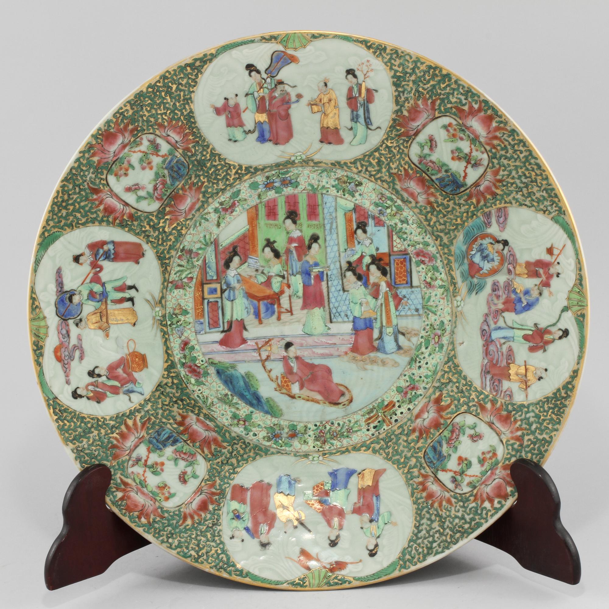 FAT, 2 st, porslin, Kanton, Kina, omkring sekelskiftet 1900.