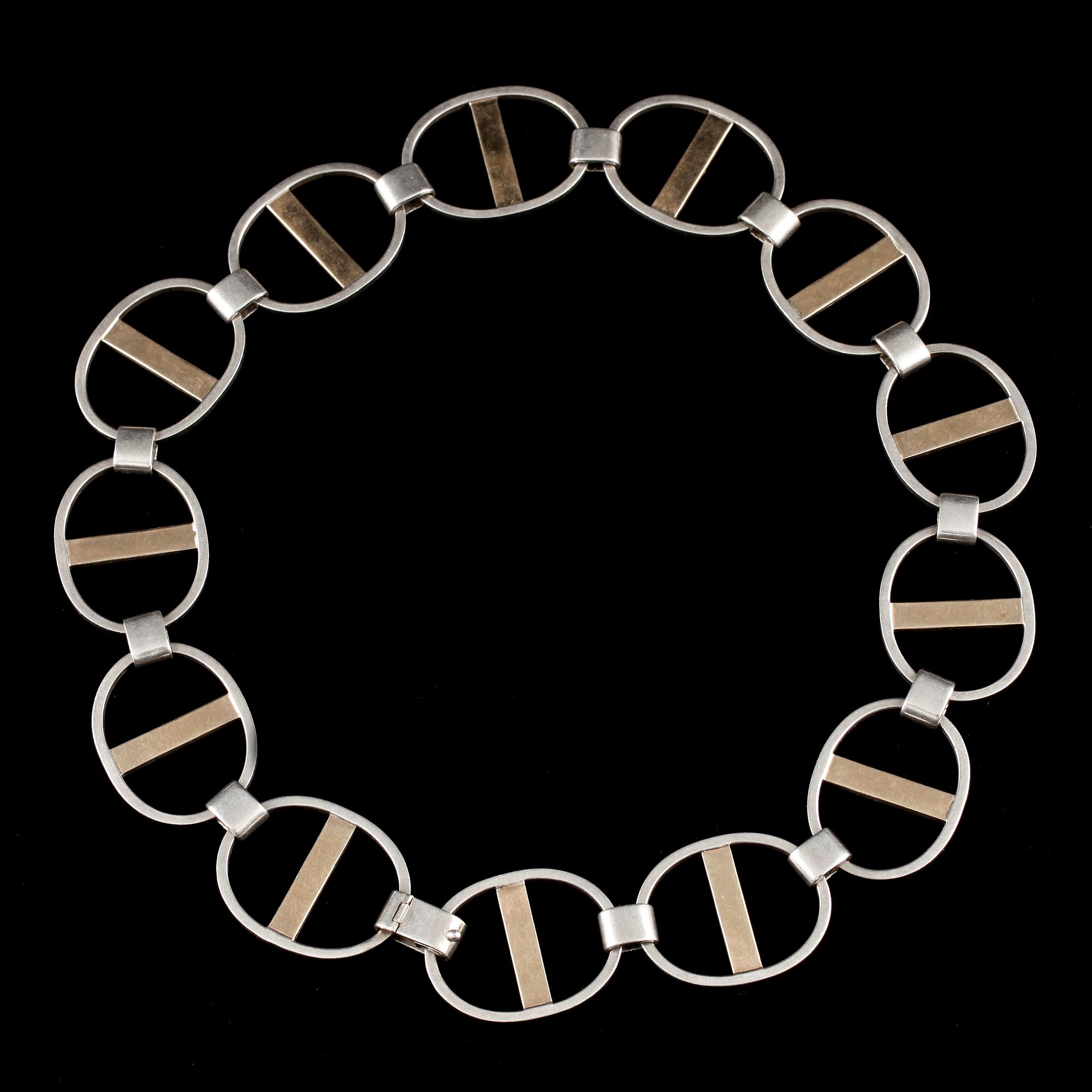 A Sigurd Persson sterling necklace and bracelet, Stockholm 1979.