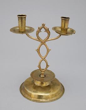 LJUSSTAKE, mässing, allmogetyp, 1800-tal.