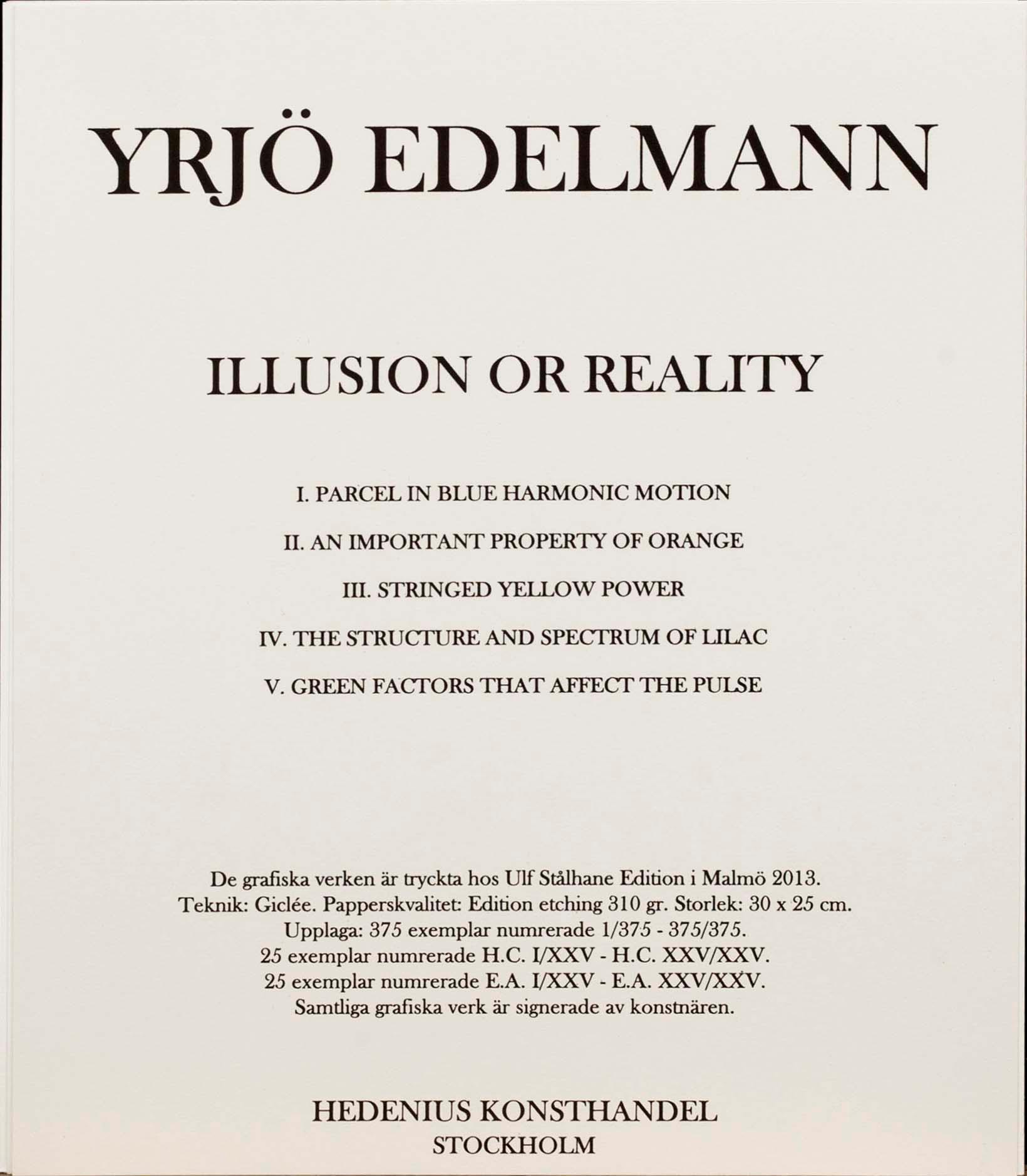 YRJÖ EDELMANN, portfolio with 5 giclée prints, "Illusion or reality", signed and numbered 161/350.