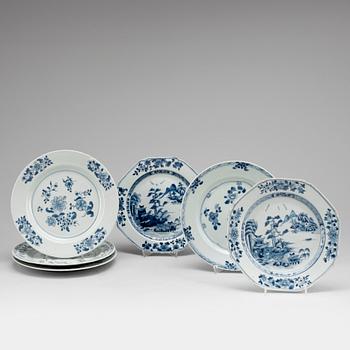 TALLRIKAR, 6 st, porslin, Qingdynastin, Qianlong (1736-95).