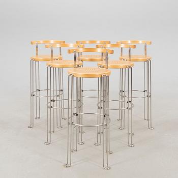 Bar table and bar stools, 6 pcs "Oblado" Blå Station, late 20th century.