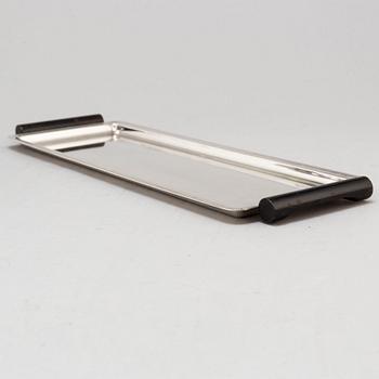 FOLKE ARSTRÖM, cocktailglas, 6 st, samt  bricka, nysilver, 1930/40-tal.