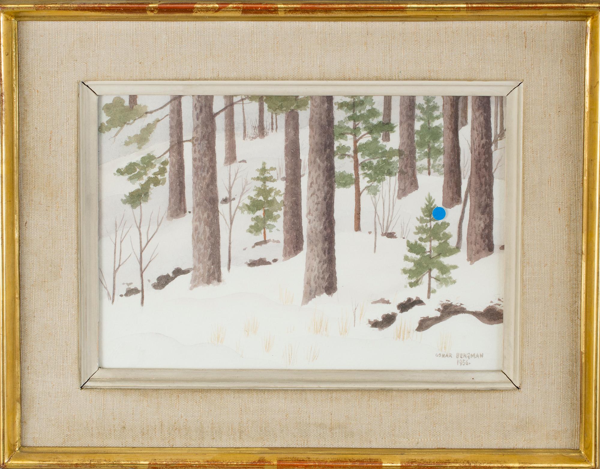 OSKAR BERGMAN, gouache. Signerad och daterad 1956.