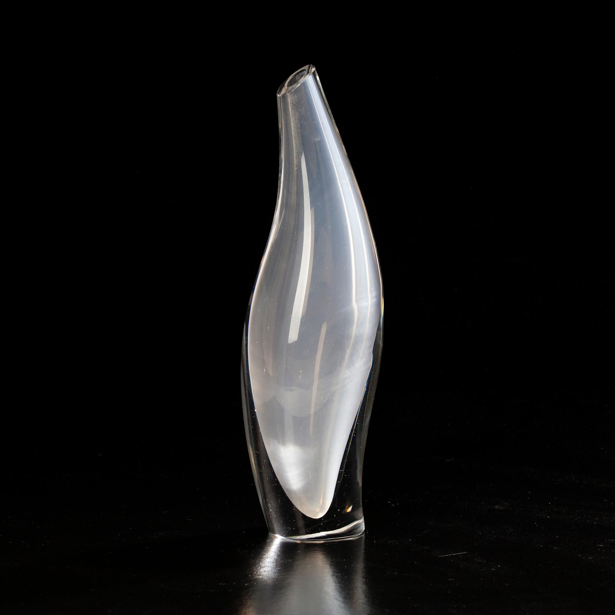 VAS, glas, "Fiskblåsa" signerad Tapio Wirkkala Iittala.