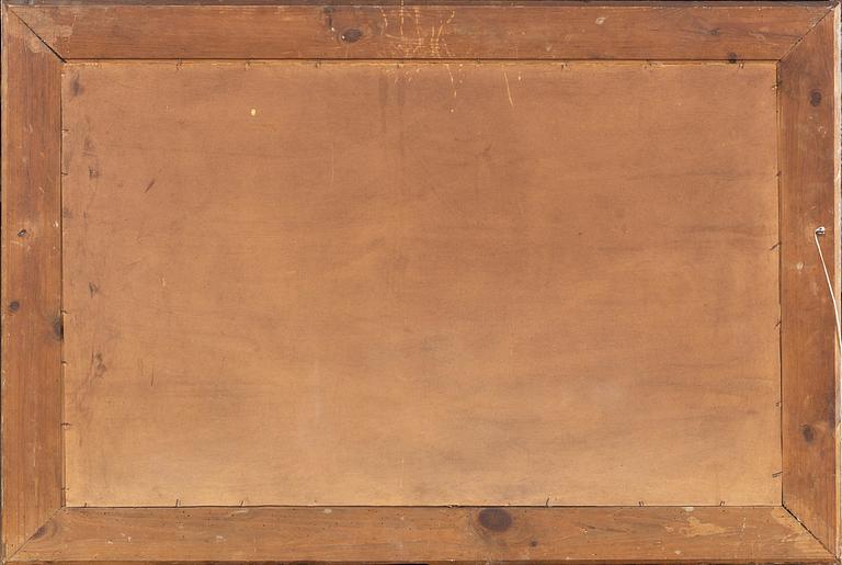 HMS FREJA, fullriggare, signerad L Hattenbach -09, olja på panå.