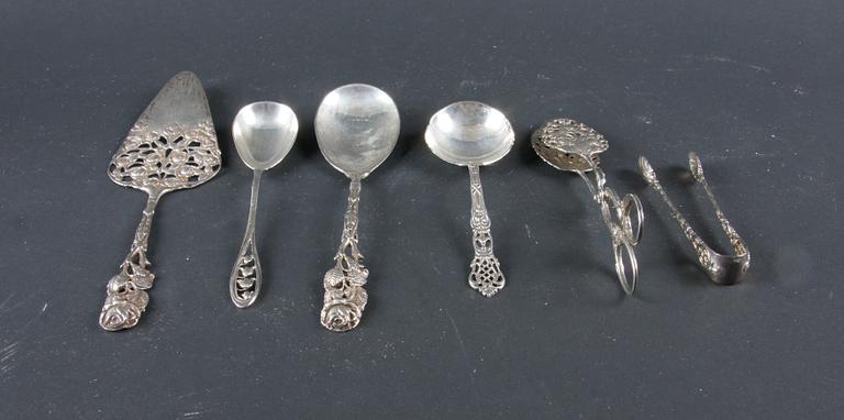 PARTI BESTICK, 6 delar. Silver, importstämplar mm.