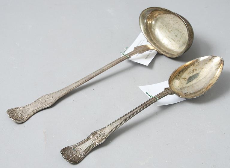 SOPPSLEV samt RAGUSKED, silver, bl a Gustaf Dahlgren, Malmö, 1851.
