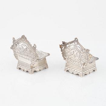 Two Russian Silver Salt Cellars, Moscow 1886-88.