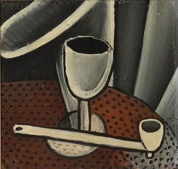 Eugéne de Sala, Still life with wine glass and pipe.