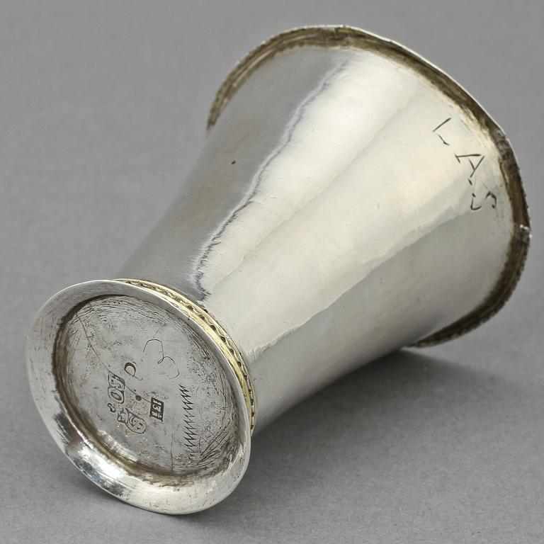 BÄGARE, silver, Olof Fernlöf, Göteborg, 1762. Vikt 35 g.