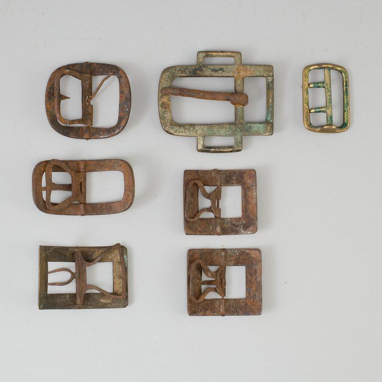 SEVEN METAL SHOE BUCKLES, 18th century.