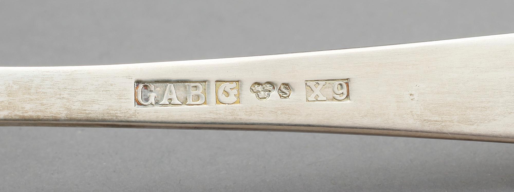 BESTICKSERVIS, 28 delar, silver, "Rosenholm", GAB, Stockholm, 1985.Tot vikt (inklusive knivar med rostfritt blad) 1023 g.