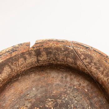 A pair of painted Norwegian wooden bowls one dated 1814.