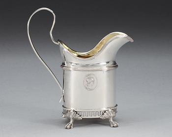 A Swedish 18th century parcel-gilt cream jug, makers mark of Gustaf Hamnqvist, Åmål 1798.