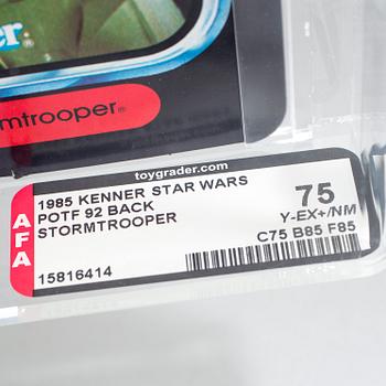 STAR WARS, Stormtrooper POTF 92 back AFA75 Y-EX+/NM, Kenner 1985.