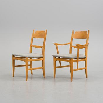 Six CARL MALMSTEN oak chairs, 'Calmare Nyckel' from Åfors möbelfabrik.