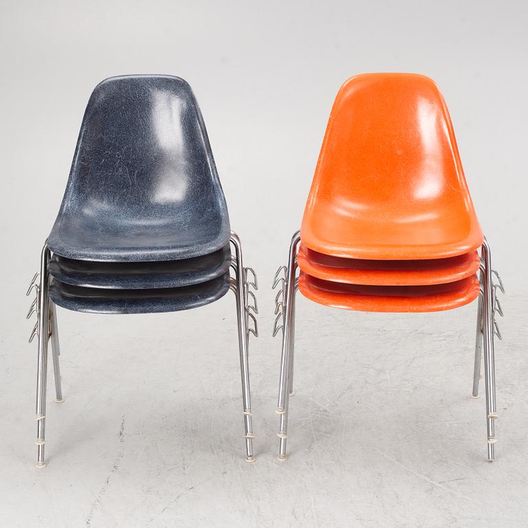 Charles & Ray Eames, chairs, 3+3 pcs, "DSSN", for Herman Miller, purchased at Nordiska Kompaniet, 1950s/60s.