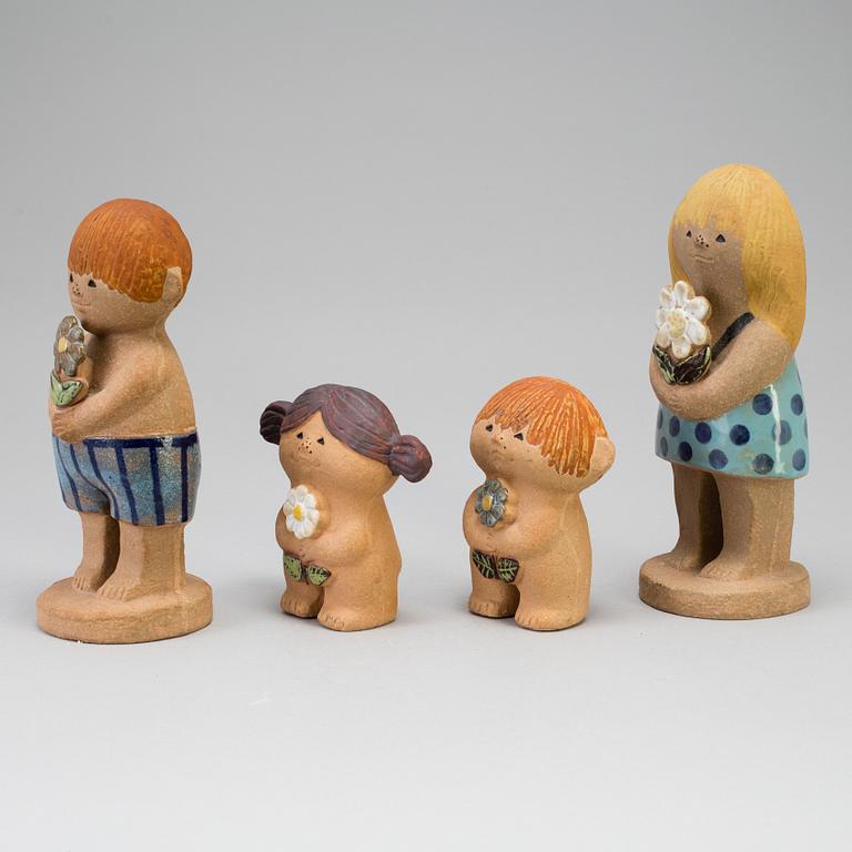 LISA LARSON, figuriner 4 st i stengods. "Adam och Eva", Gustavsberg. I produktion 1972-1980.