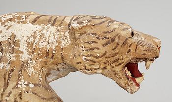 An early 20th cent papier-maché tiger.