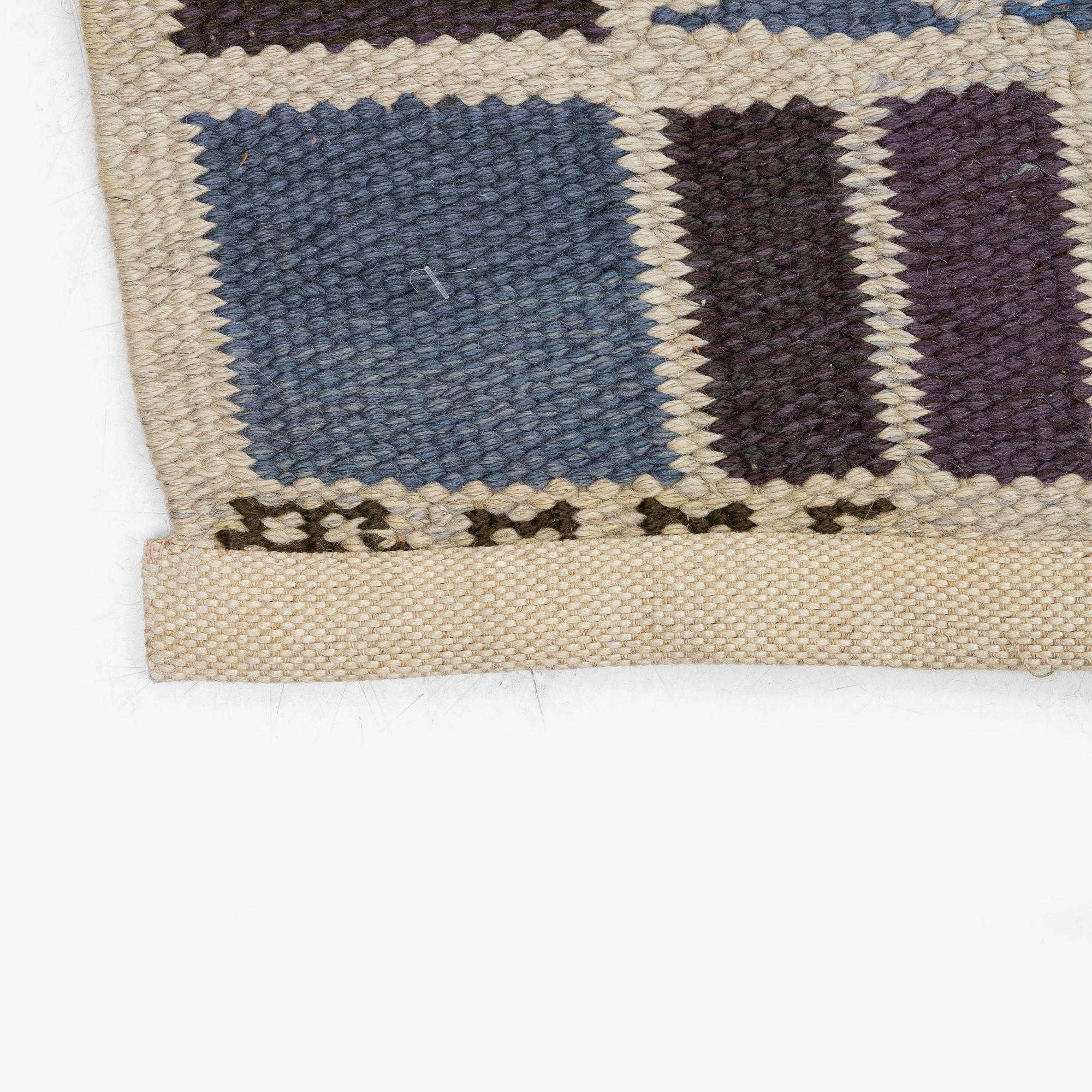 Barbro Nilsson, a carpet, "Salerno blå", flat weave, c. 314 x 255 cm, signed AB MMF BN.