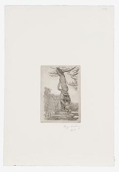 Hugo Simberg, "Staty i park" (Statue in a park).