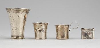 PARTI SILVER, 4 delar, bla Pehr Blommert, 1828. Tot vikt ca 120g.