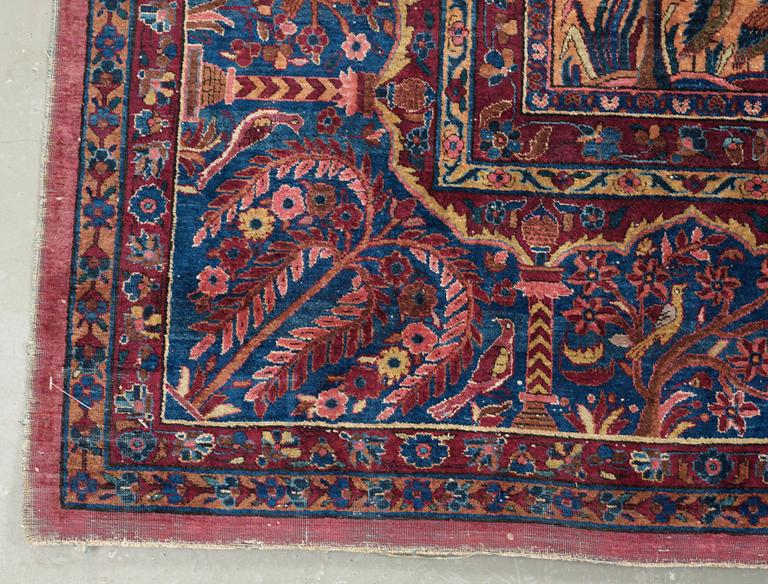 SEMI-ANTIQUE SILK KASHAN. 327 x 233,5 cm.