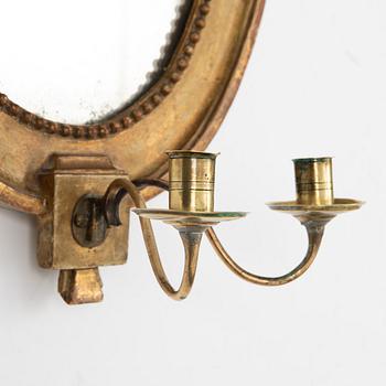 Spegellampett, för två ljus, Stockholmsarbete, sent 1700-tal, Gustaviansk.