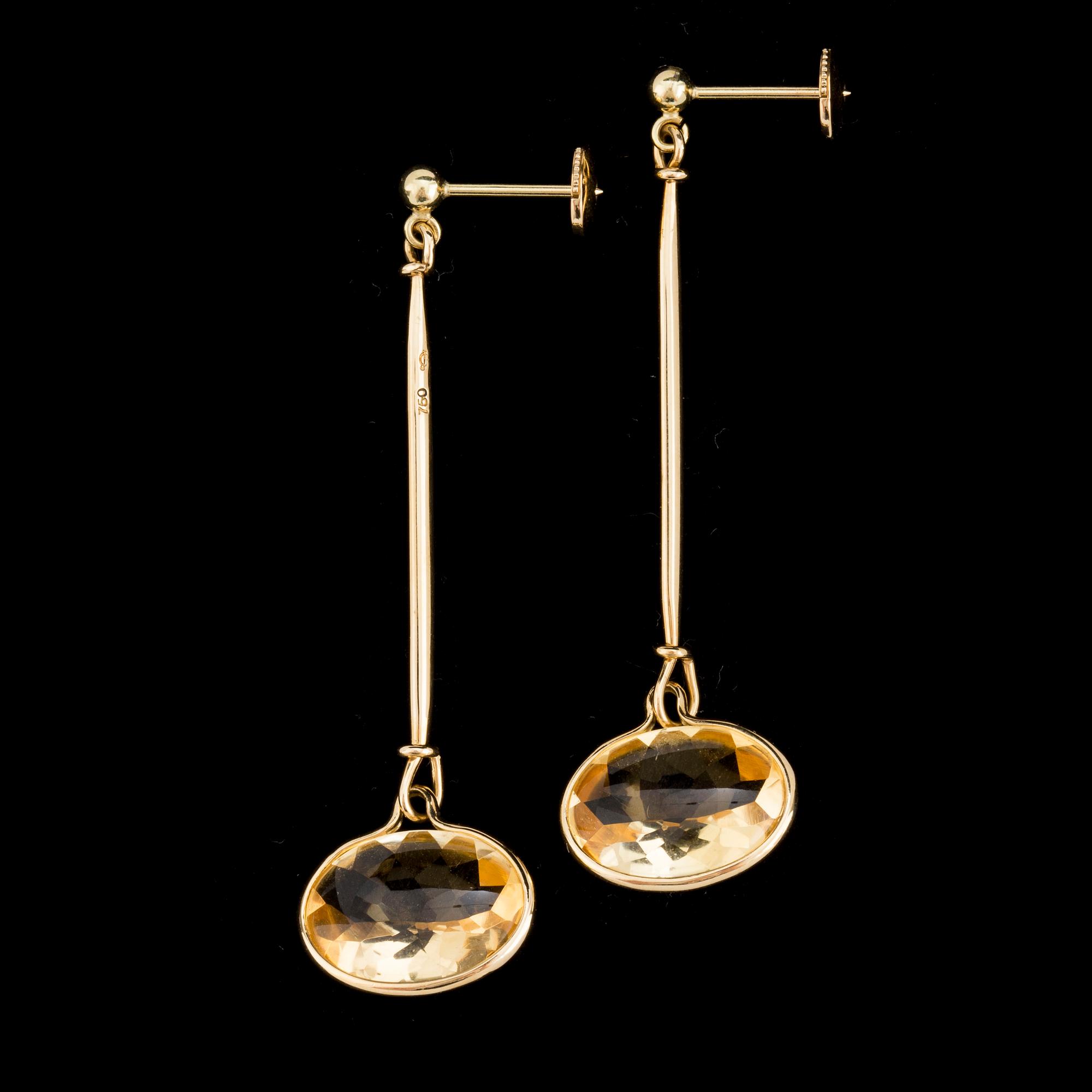 A pair of 'Savannah' earrings set with faceted citrines by Vivianna Torun Bülow Hübe for Georg Jensen, designed 2006.