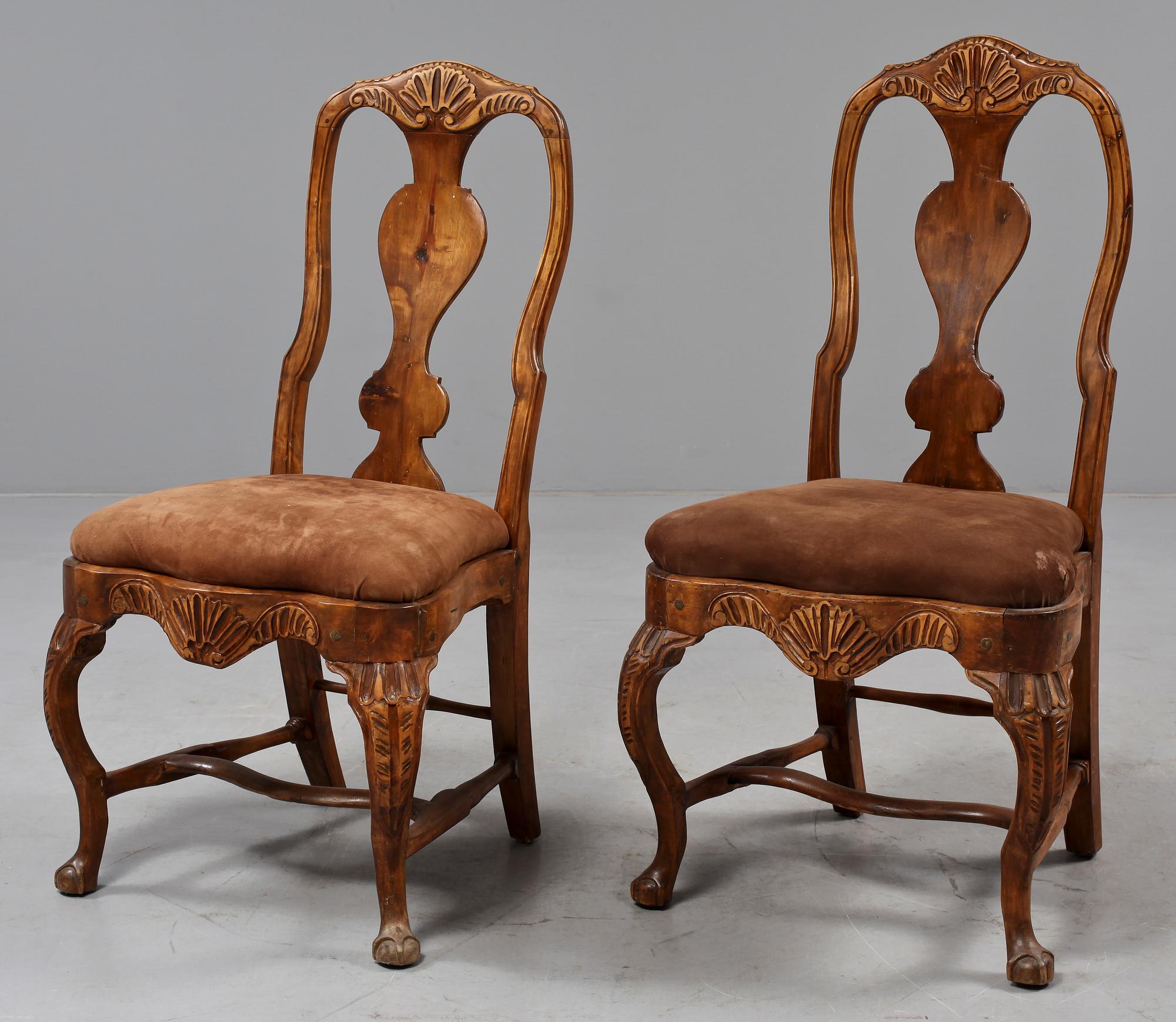 STOLAR, två st, Lindome, rokoko, 1700-talets andra hälft.