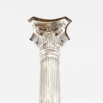 Silver candlesticks, a pair by Harrisson Brothers & Howson, Sheffield England 1893.