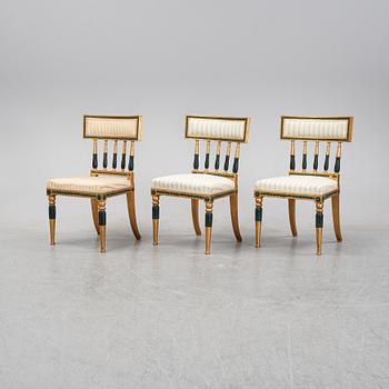 A set of three late Gustavian style chairs, 19th Century.
