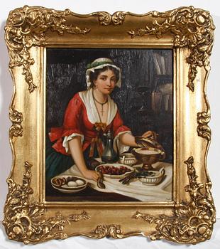 OKÄND KONSTNÄR, olja på plåt. 1800-talets slut.