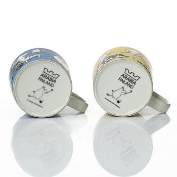 Two Moomin mugs, Arabia, Finland, 1990-1996.