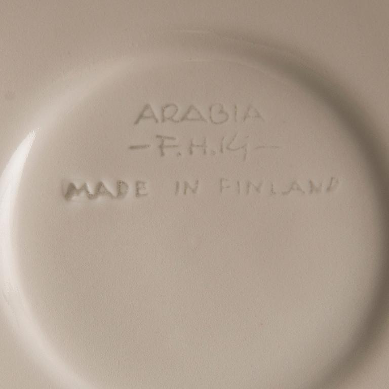 FRIEDL HOLZER-KJELLBERG, A porcelain bowl and set of six coffee cups with saucers, signed  Arabia F.H.Kj. Finland.