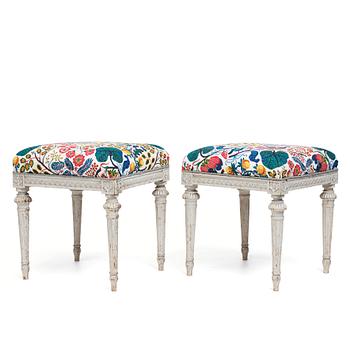 58. A pair of Gustavian stools by Erik Öhrmark (master in Stockholm 1777-1813).