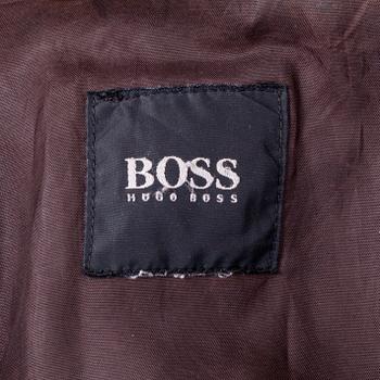HUGO BOSS, a brown mens leather jacket, size 48.