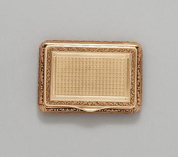 AN 19TH CENTURY SWEDISH 18 K. GOLD-BOX, Marked SG.