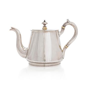 A 19th-century parcel-gilt silver teapot, maker's mark of Johan Heinoin, Saint Petersburg 1878.