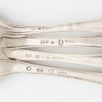 Ten silver spoons, Sweden, second half of the 18th century.