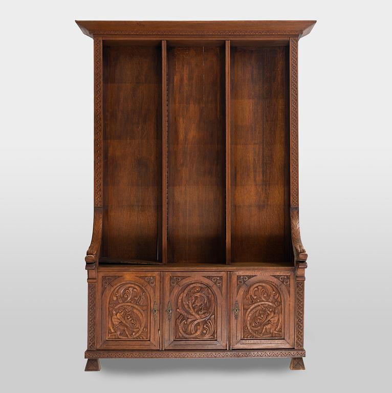 Bokhylla, omkring år 1900.