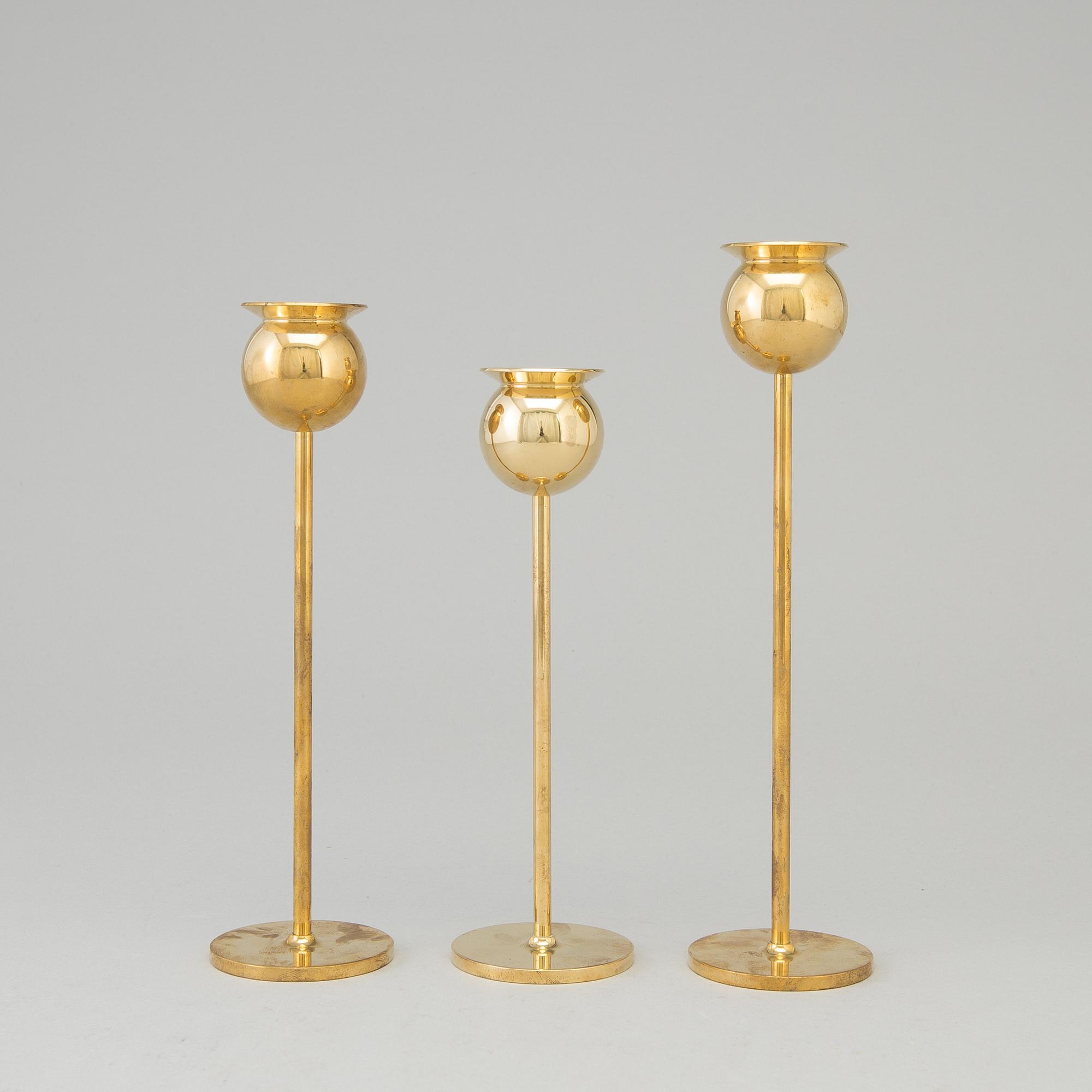 Three second half of the 20th century  candlesticks by Pierre Forssell for SKultuna Bruk.